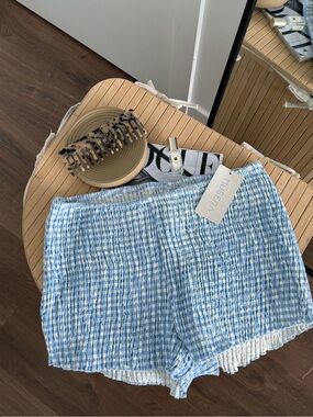 Museya Women’s Blue Check Smocked Shorts